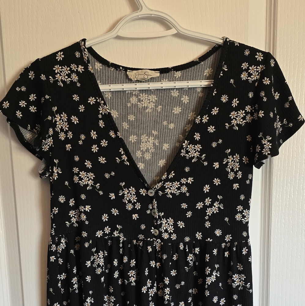 Jessica Simpson Black Floral Midi Dress